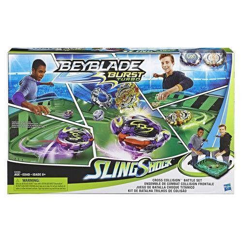 Kit Beyblade Burst Turbo SlingShock Batalha Trilhos Colisão 1